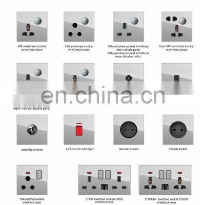 EU/UKl Standard 45A Wall Button Switch 86mm*86mm Tempered Glass Panel Socket And Switch Electrical With LED Light photo-4