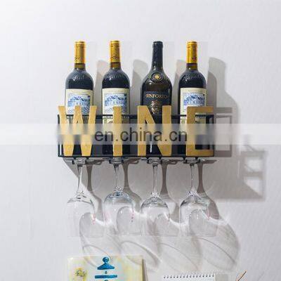 Wine Glasses Holder Storage Wall Mount Metal Wine Rack Wall Mounted Shelf photo-3