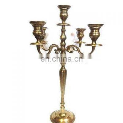 gold plated shiny centerpiece fancy modern wedding candelabra