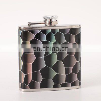 Portable Gift Box Alcohol Liquor Colour Vodka Black Blanks Wholesale Leather Hip Flask Stainless Steel 6oz photo-4