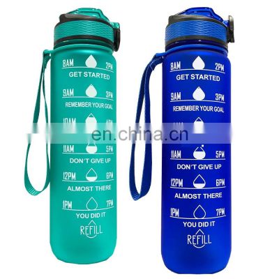 2021 ready to ship 1L personalized leak proof large capacity durable portable motivational time marker water bottle