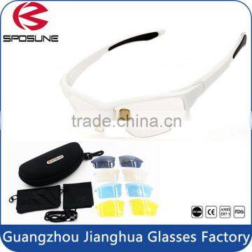 2015 Newest fashion white pc frame anti-scratch windproof cycling sunglasses