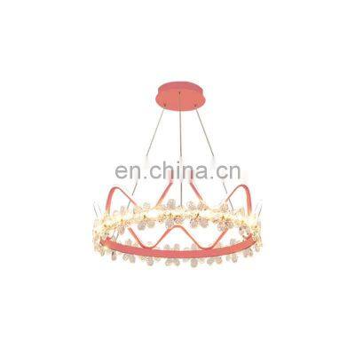 2022 New Design Children Room LED Pendant Light Crystal Chandelier Indoor Decorative Girls Crown Ceiling Lamp