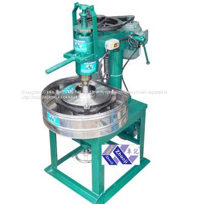 Machine for fine grinding round beads of colored gemstones