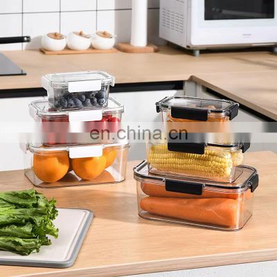 Transparent Fruit storage box with lid Refrigerator storage box set 3PCS airtight food storage container