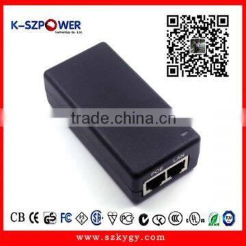 2016 P-series 12Wmax K-480250 48V POE adapter 100-240Vac input power supply 10/100/1000Mbps Power-Over-ethernet 48V