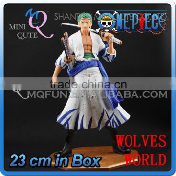 MINI QUTE 23 cm japanese anime Pirates one piece action figure zoro Solon in white clothes brinquedos boys in box NO.MQ 070