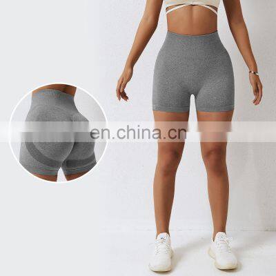 Seamless Scrunch High Waisted Biker Shorts Women Factory Sale Butt Lifting Sports Leggings 87nylon 13spandex