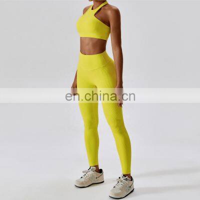 Ribbed High Waisted Yoga Scrunch Butt Leggings Feels Like Skin Fitness Sports Push Up Pants
