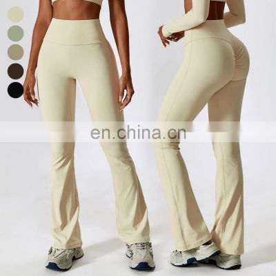 Custom Label Dance Activewear Gym Wear Fitness Yoga Scrunch Butt Lift Leggings Quick Dry High Waist Flare Yoga Pants For Woman