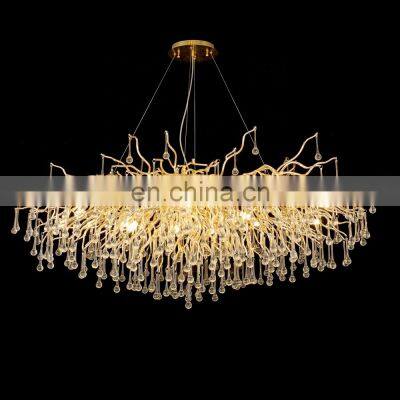 High Quality Luxury Modern Crystal Chandelier Lighting Gold Tree Branch Aluminum Chandelier