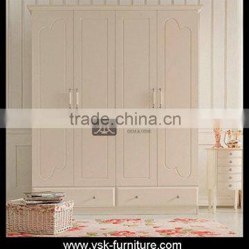 WD-041 Elegant French Style Guestroom Leaf Doors Wardrobe With Drawers