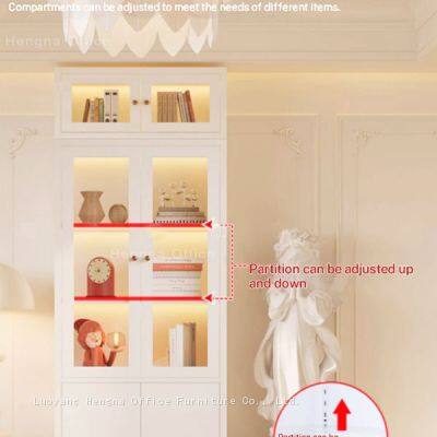 Elegant French Sideboard Buffet Cabinet with Fluted Glass Doors for Restaurant and Cafe Decoration