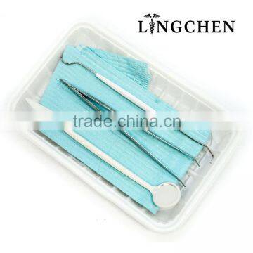 High Quality Dental Disposable Package Set Have Colorful Waterproof Dental Bib,mouth Mirror , Probe, Tweezer photo-6