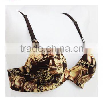 Flower Print Sexy Fancy Bra,comfortable Seamless Ladies Mature Bra photo-2