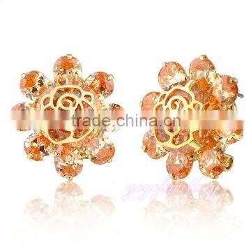 Women jewelry cubic zircon flower double stud earrings