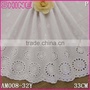 13.46" Cotton Lace Fabric,33cm Bleach Creamy White 100% Cotton Embroidery Laces with Flower Pattern Applique Cotton Lace Trim