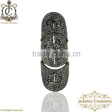 925 Silver Natural Diamond Fashion Ring Jewelry, Diamond Pave Handmade Long Fashion Ring Jewelry Wholesaler