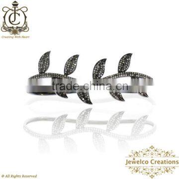 925 Silver Pave Diamond Designer Jewelry, Diamond Pave Silver Leaf Palm Jewelry, Diamond Handmade Bracelet Jewelry Wholesaler