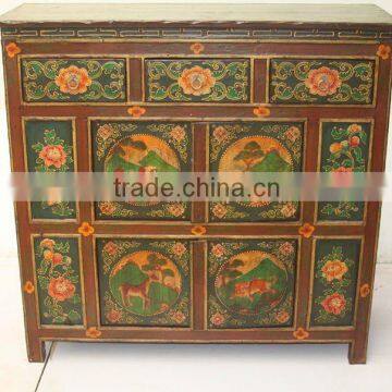 chinese antique tibet cabinet with design