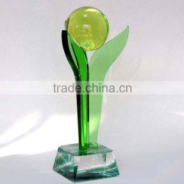 Fashion crystal trophy in green color