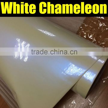 Factory directly sale white chameleon pearl film ,white to blue car film with air free bubbles size:1.52*20m/roll