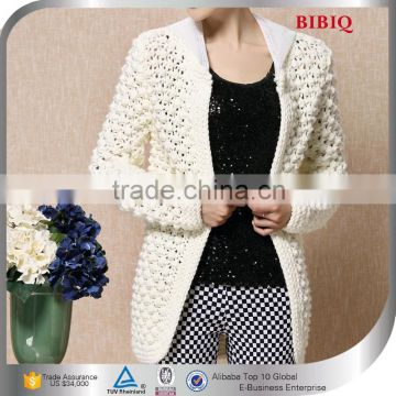 Off-white Crocheted Autumn Coat For Women In Stock