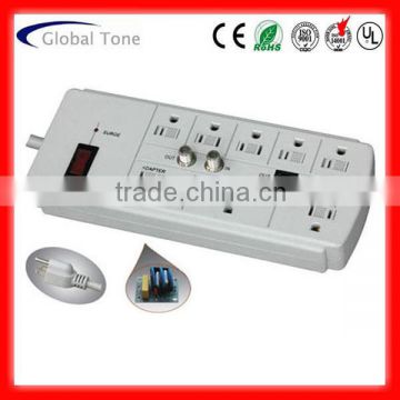 8-outlet American power strip with surge protector RJ11 /TV protection