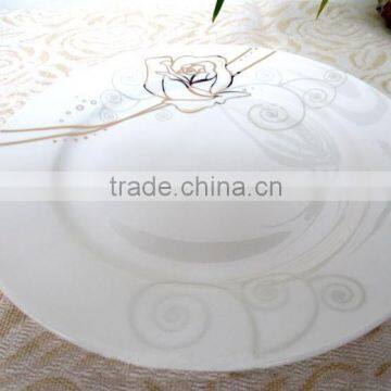 Bone china plate for breakfast with flower decal new design