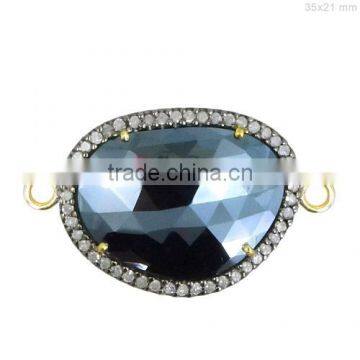 14 k gold pave diamond Black Spinel Findings 925 Sterling Silver Findings Connector Gemstone Findings Jewelry Wholesaler