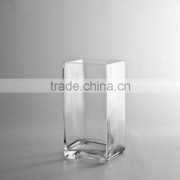 Small square glass vase leadfree crystal high quality customized size clear transparent handblown                        
                                                Quality Choice