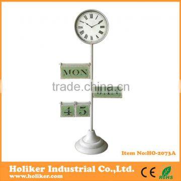 1.4m high metal stand clock with day and date display