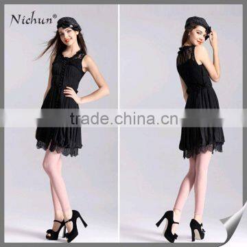 2015 Wholesale Black Color Sleeveless Ladies Fashion Dresses