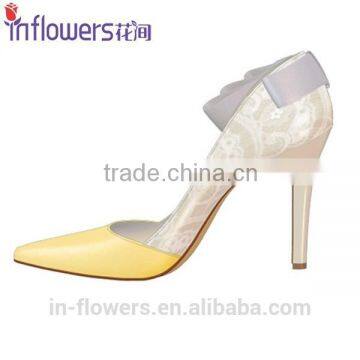 Genuine Leather Pointed Toe Fashion Design Ladies High Heel Shoes With Bowtie Back photo-4