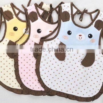 cute baby cotton apron/baby bear shape dinner apron/baby waterproof apron