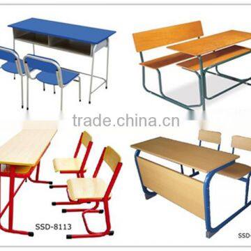 Cheap Single / Double Wood School Furniture / School Desk and Chair photo-3