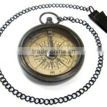 Nautical Antique Solid Brass Compass With Chain 13474