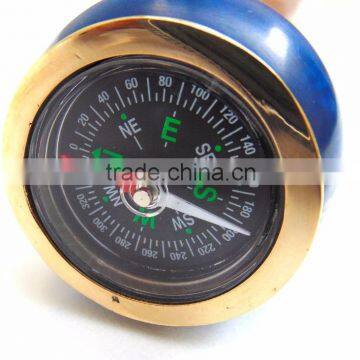 Antique Nautical Brass Walking Stick/Blue Color Compass Handle Walking Stick/ Brown Wood Walking Stick Wk1115 photo-3