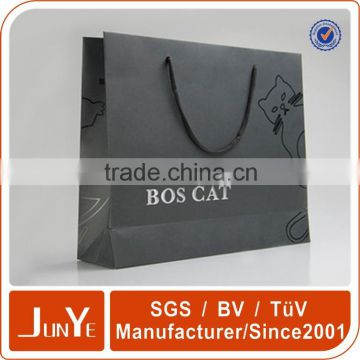 White logo printed black background paper carrier gift bags wholesale