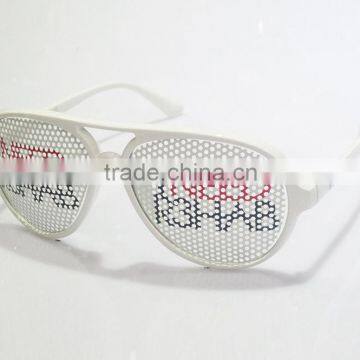 Fashional white Retro Specs, White Pinhole glasses withlogo, Party glasses,