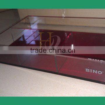 Factory Supply 4 Compartments Square Acrylic Serving Tray Acrylic Wine Glass Holder Tray