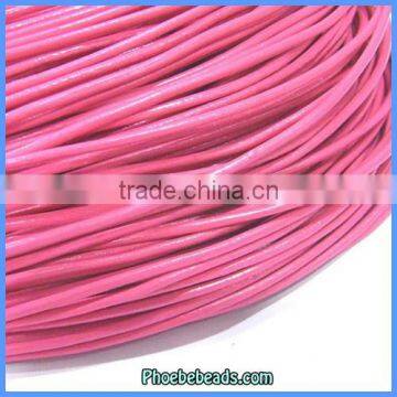 Wholesale Hot Pink Colored 4mm Round Leather Cords GLC-R4015