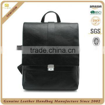 Guangzhou manufacturer 100% real leather mens bag cowhide vintage backpack for men, OEM backpack men leather in black color