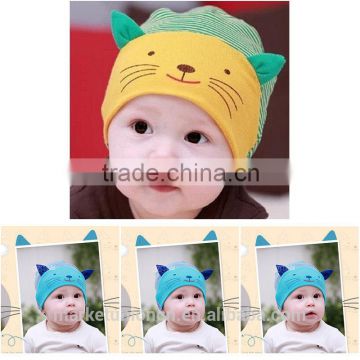 100% cotton cute baby hat 3D cat baby beanie hat