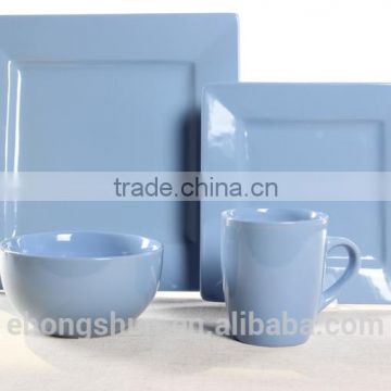 Square stoneware color glazed dinner set for restaurant home and gift