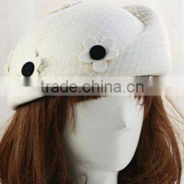 ladies church hat white mesh net french ladies beret