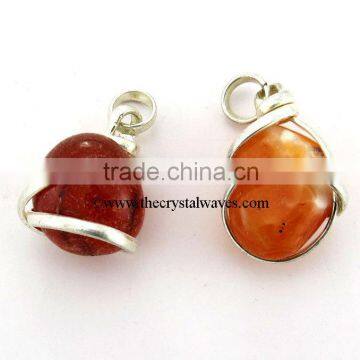 Carnelian Nugget Metal Wrapped Pendant