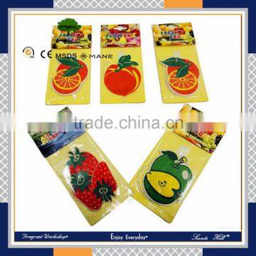 Fragrance paper type promotional customized rose / lemon scents hanging paper car air freshener