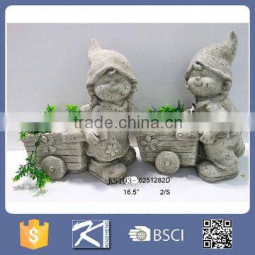 Mgo garden decorative boy & girl figurines in cement color