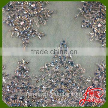 BEST CHOICE FOR WEDDING DRESS SEQUINED BEADS MESH EMBROIDERY FABRIC Quality Choice photo-5